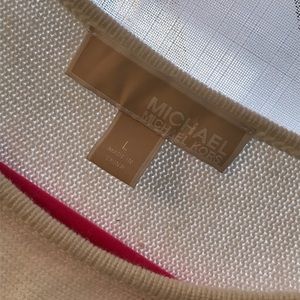 Michael Kors ivory tunic sweater gold zippers sz L